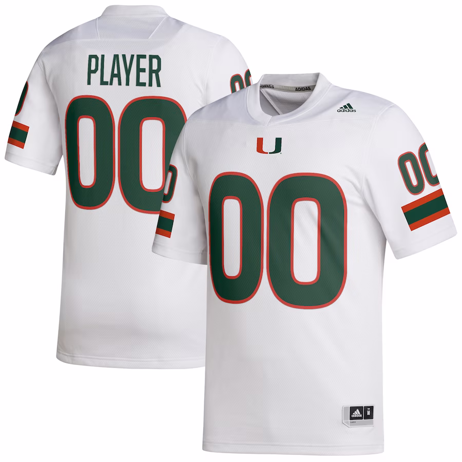 Miami Hurricanes adidas Pick-A-Player NIL Replica Football Jersey - White - Puhuasuan