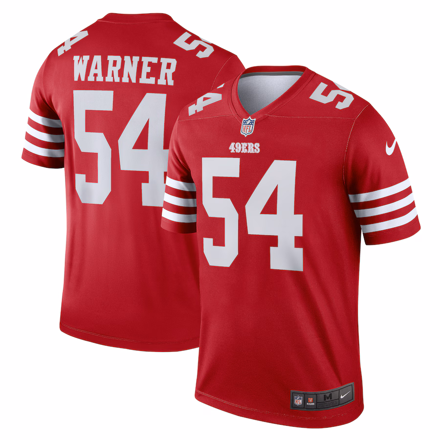 Men's San Francisco 49ers Fred Warner Nike Scarlet Team Legend Player Performance Top - Puhuasuan