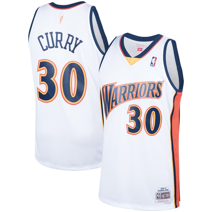 Men's Golden State Warriors Stephen Curry Mitchell & Ness White Hardwood Classics Swingman Jersey - Puhuasuan