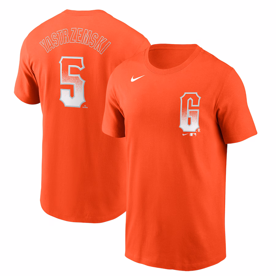 Men's San Francisco Giants Mike Yastrzemski Nike Orange City Connect Name & Number T-Shirt - Puhuasuan