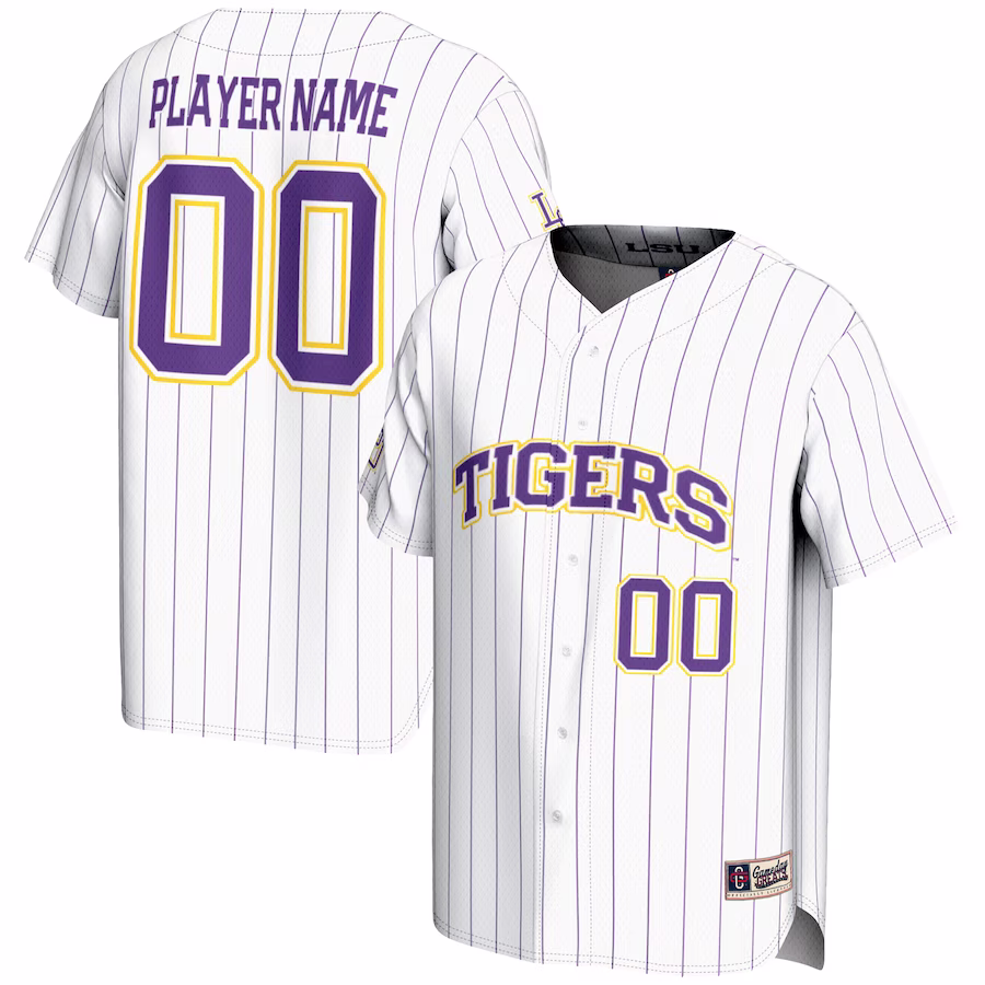 LSU Tigers GameDay Greats Youth NIL Pick-A-Player Lightweight Baseball Jersey - White - Puhuasuan