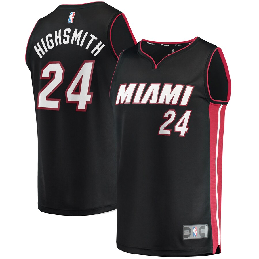 Men's Miami Heat Haywood Highsmith Fanatics Black 2021/22 Fast Break Replica Jersey - Icon Edition - Puhuasuan