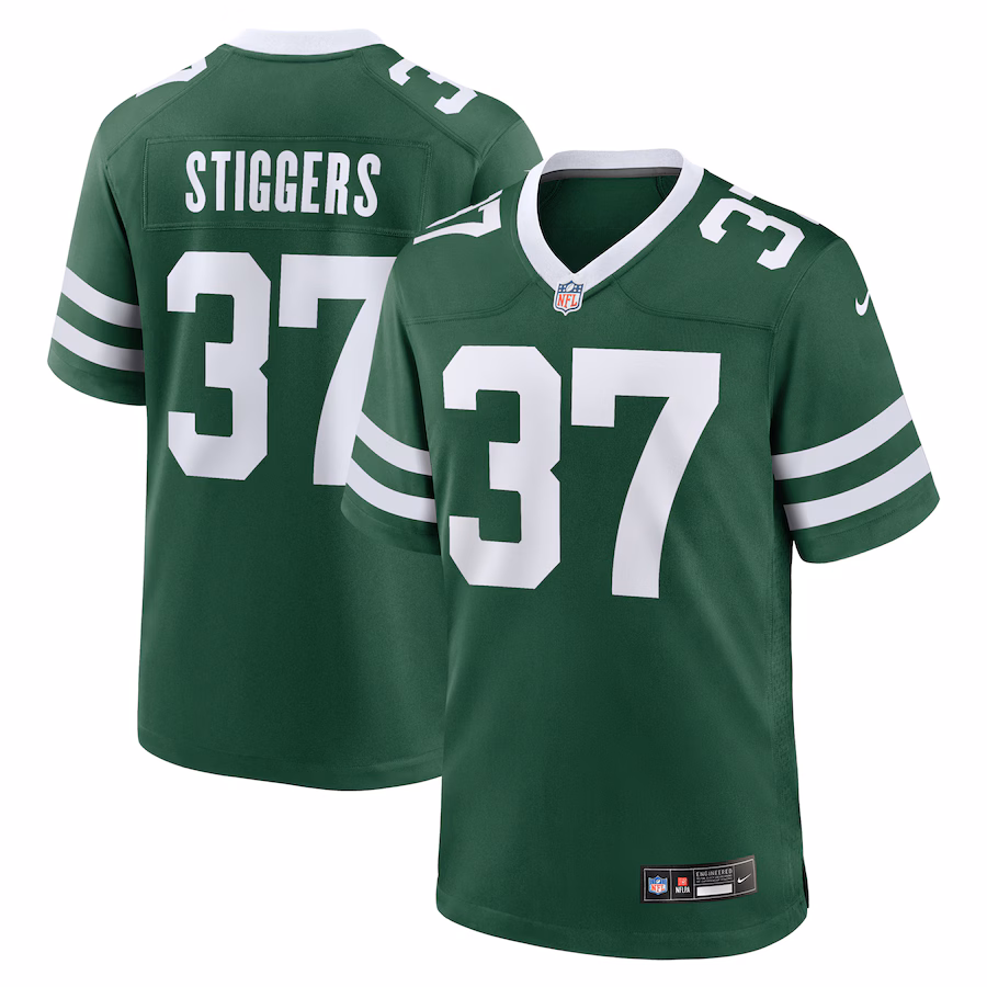 Men's New York Jets Qwan'tez Stiggers Nike Legacy Green Team Game Jersey - Puhuasuan