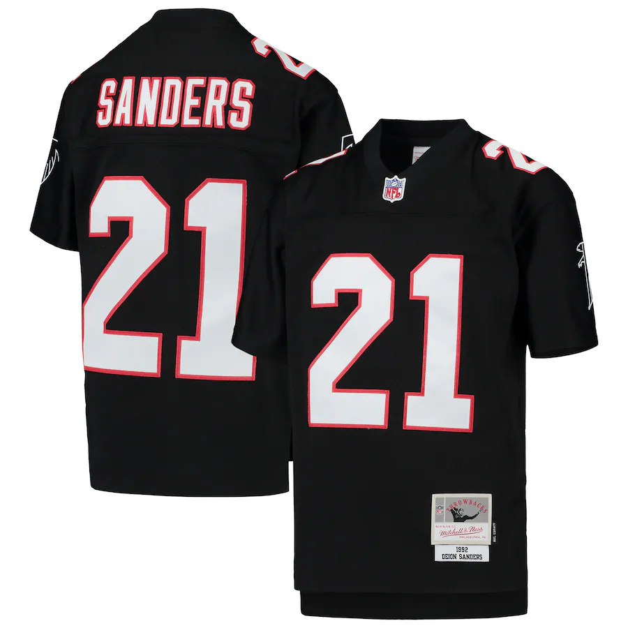 Youth Atlanta Falcons Deion Sanders Mitchell & Ness Black 1992 Legacy Retired Player Jersey - Puhuasuan