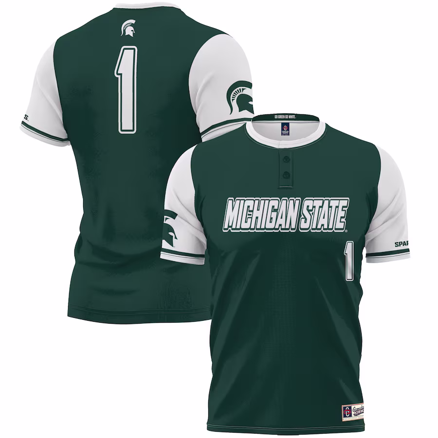 #1 Michigan State Spartans GameDay Greats Lightweight Softball Jersey - Green - Puhuasuan