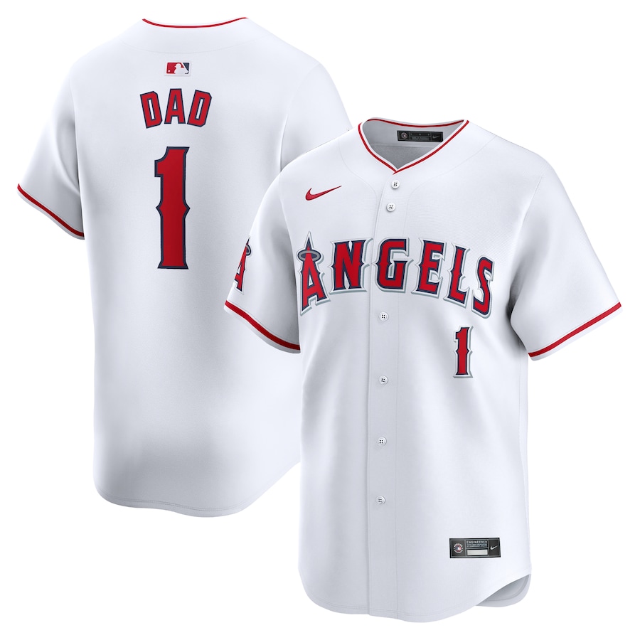 Men's Los Angeles Angels Nike White #1 Dad Home Limited Jersey - Puhuasuan