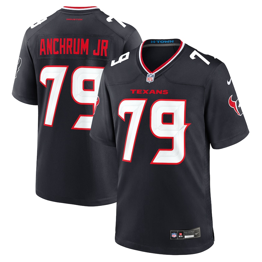 Men's Houston Texans Tremayne Anchrum Jr. Nike Navy Team Game Jersey - Puhuasuan