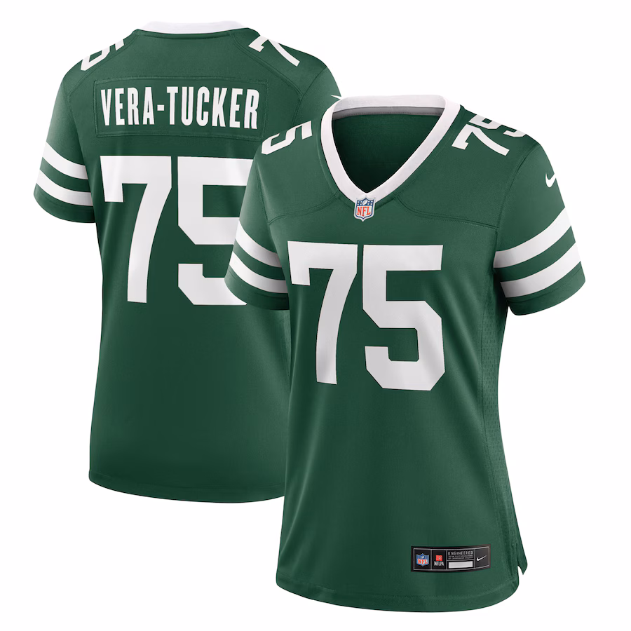 Women's New York Jets Alijah Vera-Tucker Nike Legacy Green Team Game Jersey - Puhuasuan