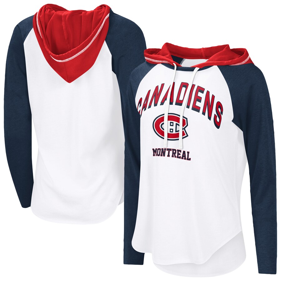 Women's Montreal Canadiens G-III 4Her by Carl Banks White VIP Raglan Long Sleeve Hoodie T-Shirt - Puhuasuan