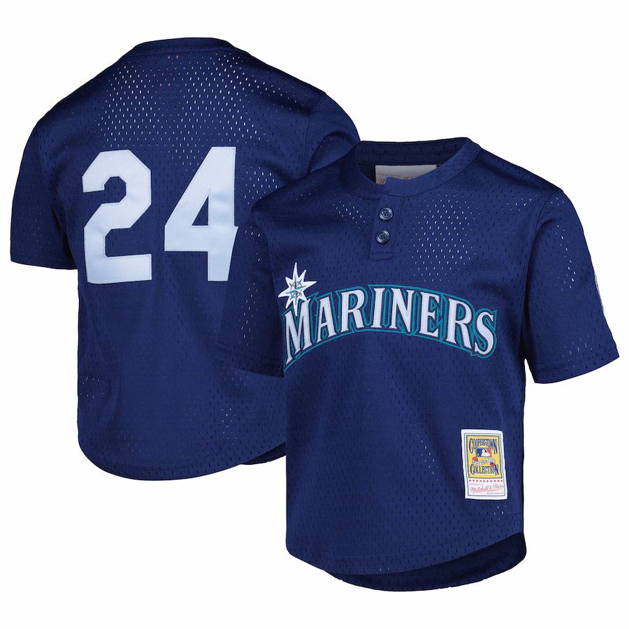 Preschool Seattle Mariners Ken Griffey Jr. Mitchell & Ness Navy Cooperstown Collection Mesh Batting Practice Jersey - Puhuasuan
