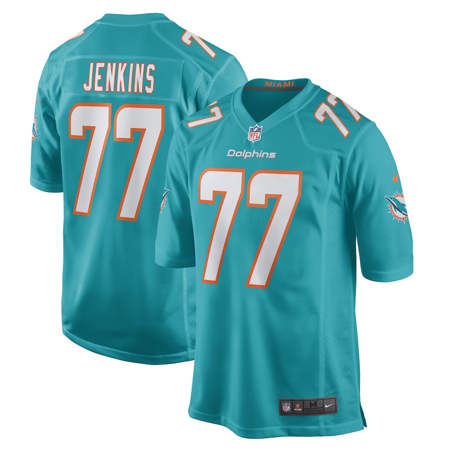 Men's Miami Dolphins John Jenkins Nike Aqua Game Player Jersey - Puhuasuan