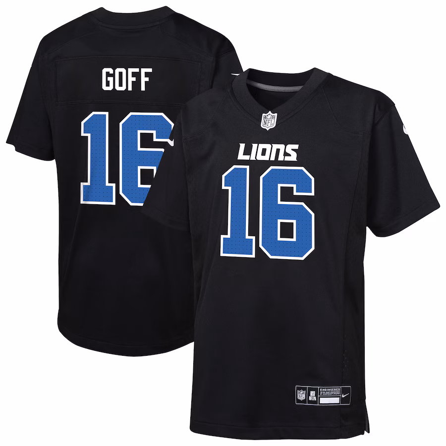 Youth Detroit Lions Jared Goff Nike Carbon Black Fashion Game Jersey - Puhuasuan