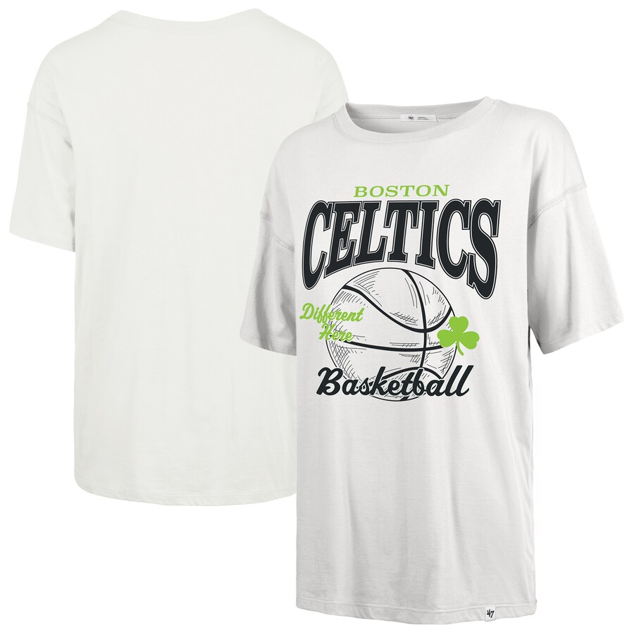 Women's Boston Celtics  '47 White City Edition Down Court Sadie T-Shirt - Puhuasuan