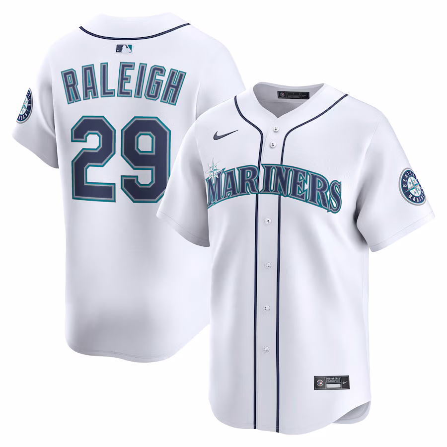 Men's Seattle Mariners Cal Raleigh Nike White Alternate Limited Player Jersey - Puhuasuan