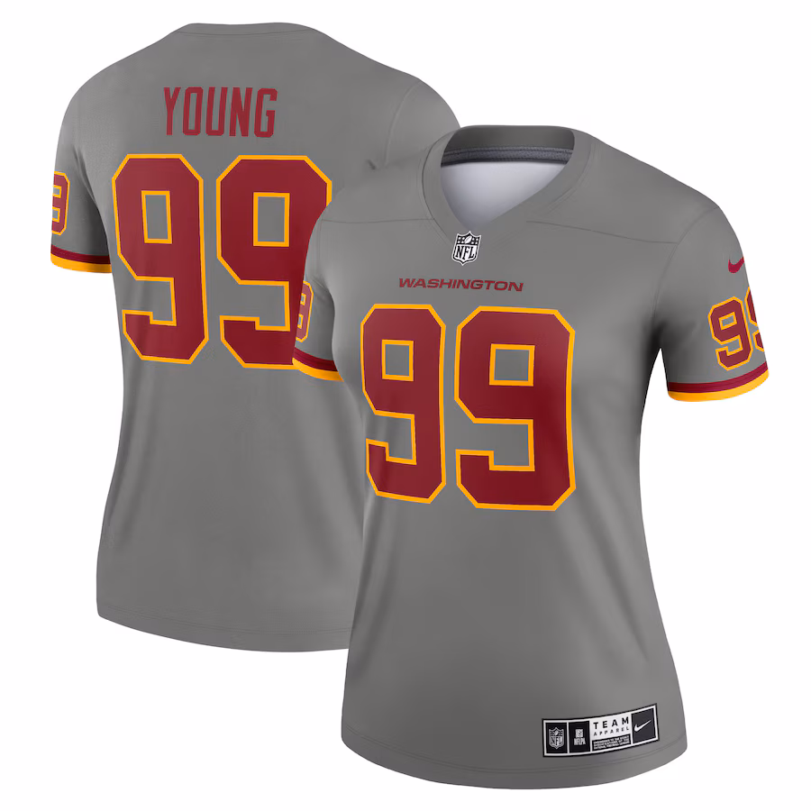 Women's Washington Football Team Chase Young Nike Gray Inverted Legend Jersey - Puhuasuan