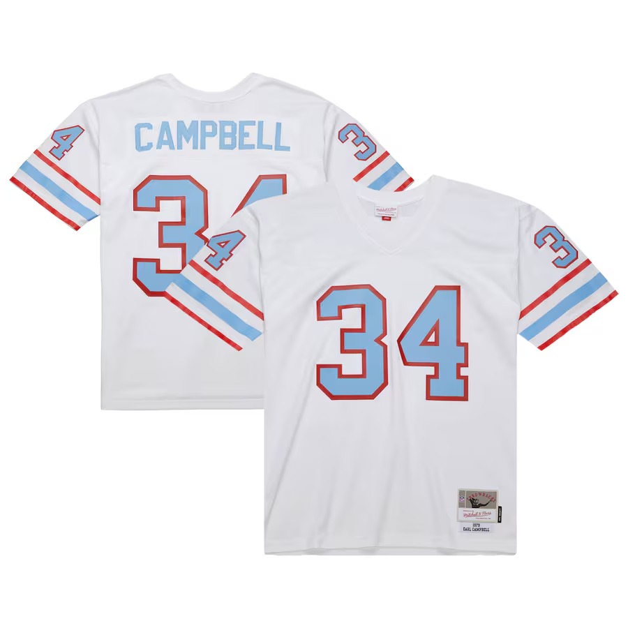Men's Houston Oilers Earl Campbell Mitchell & Ness White 1979 Legacy Replica Jersey - Puhuasuan