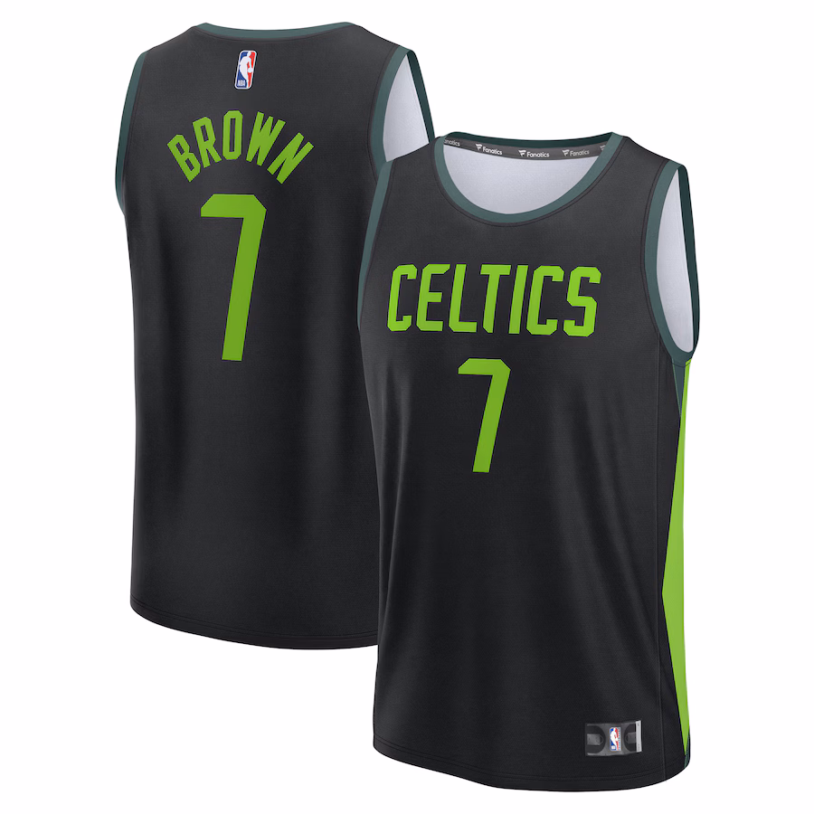 Youth Boston Celtics Jaylen Brown Fanatics Black 2024/25 Fast Break Player Jersey - City Edition - Puhuasuan