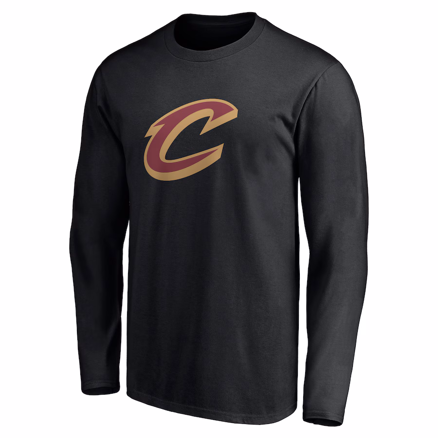 Men's Cleveland Cavaliers Black Primary Logo Team Long Sleeve T-Shirt - Puhuasuan