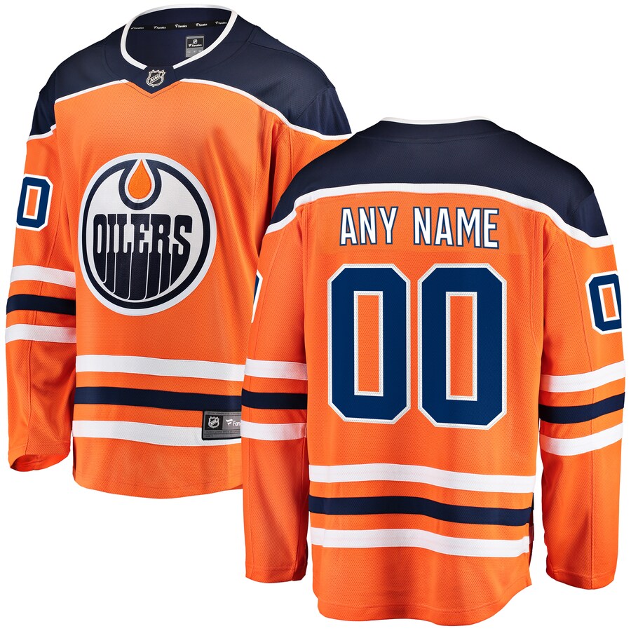Men's Edmonton Oilers Fanatics Branded Orange Home Breakaway Custom Jersey - Puhuasuan