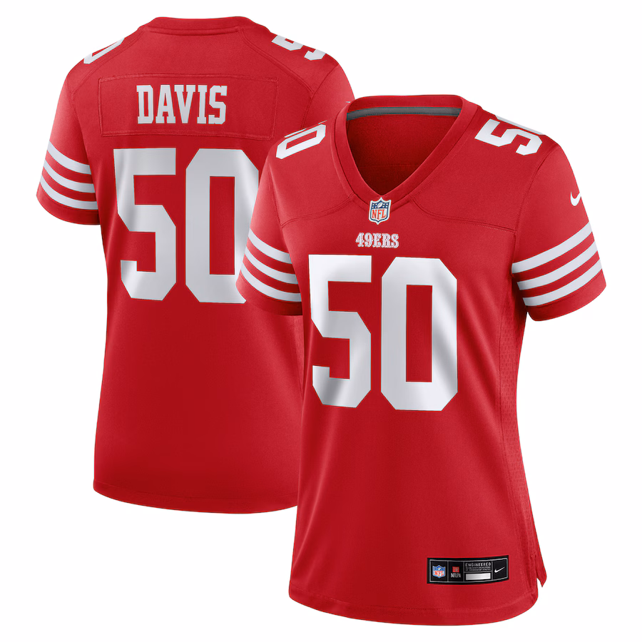 Women's San Francisco 49ers Khalil Davis Nike Scarlet Team Game Jersey - Puhuasuan