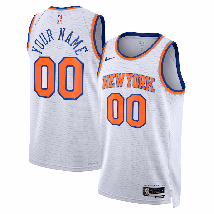 Unisex New York Knicks Nike White Swingman Custom Jersey - Association Edition - Puhuasuan