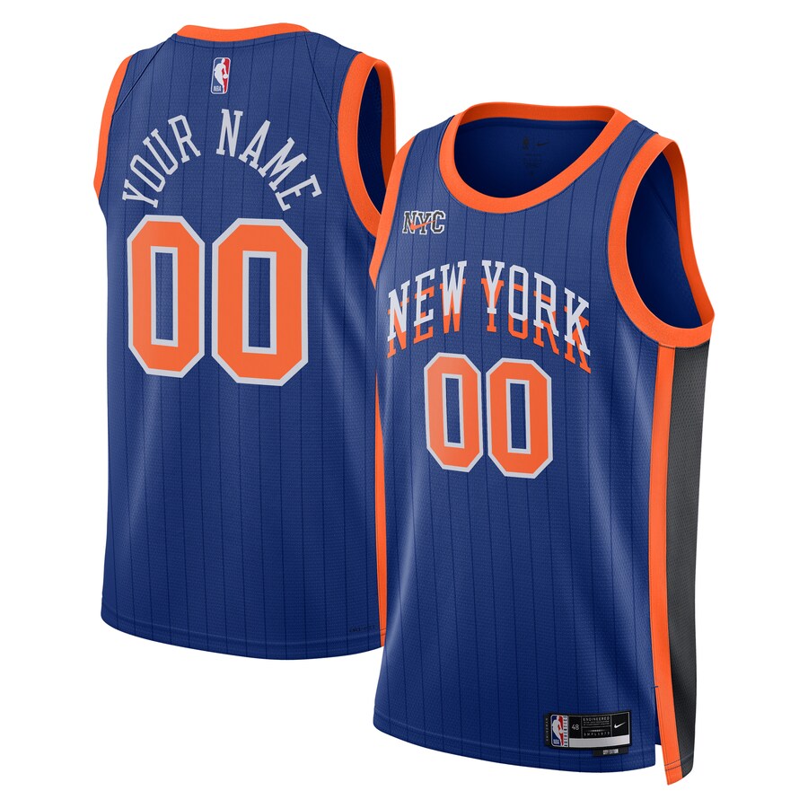 Unisex New York Knicks  Nike Blue 2023/24 Custom Swingman Jersey - City Edition - Puhuasuan