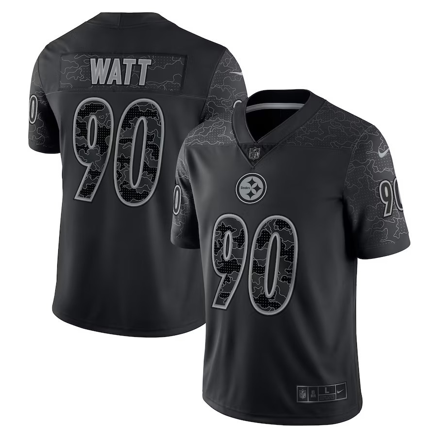 Men's Pittsburgh Steelers T.J. Watt Nike Black RFLCTV Limited Jersey - Puhuasuan