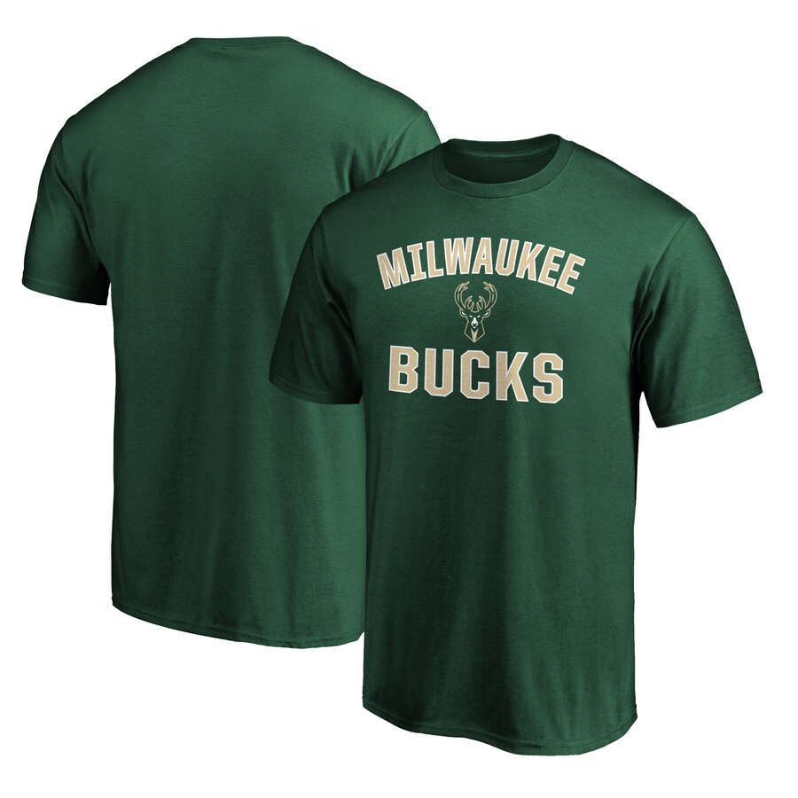 Men's Milwaukee Bucks Fanatics Hunter Green Team Victory Arch T-Shirt - Puhuasuan