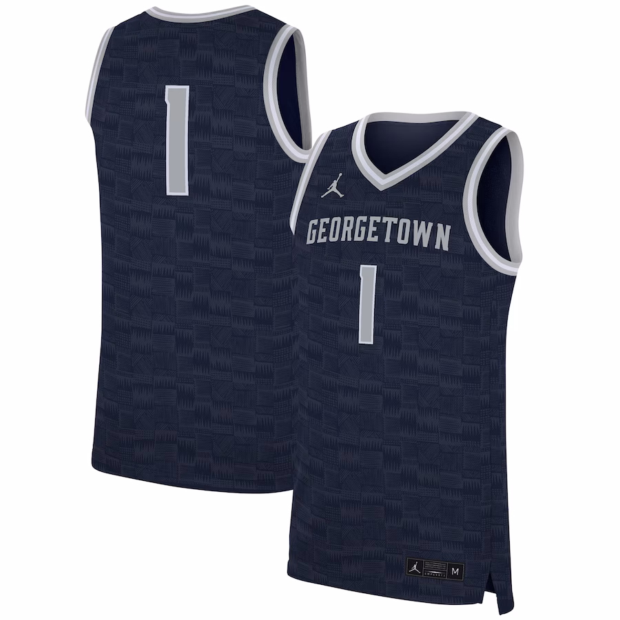 Men's Nike #1 Navy Georgetown Hoyas Replica Jersey - Puhuasuan