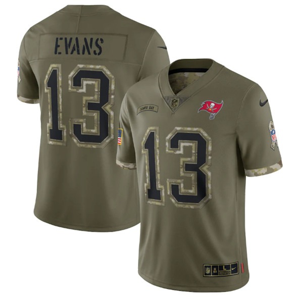 Men's Tampa Bay Buccaneers #13 Mike Evans 2022 Olive Salute To Service Limited Stitched Jersey - Puhuasuan