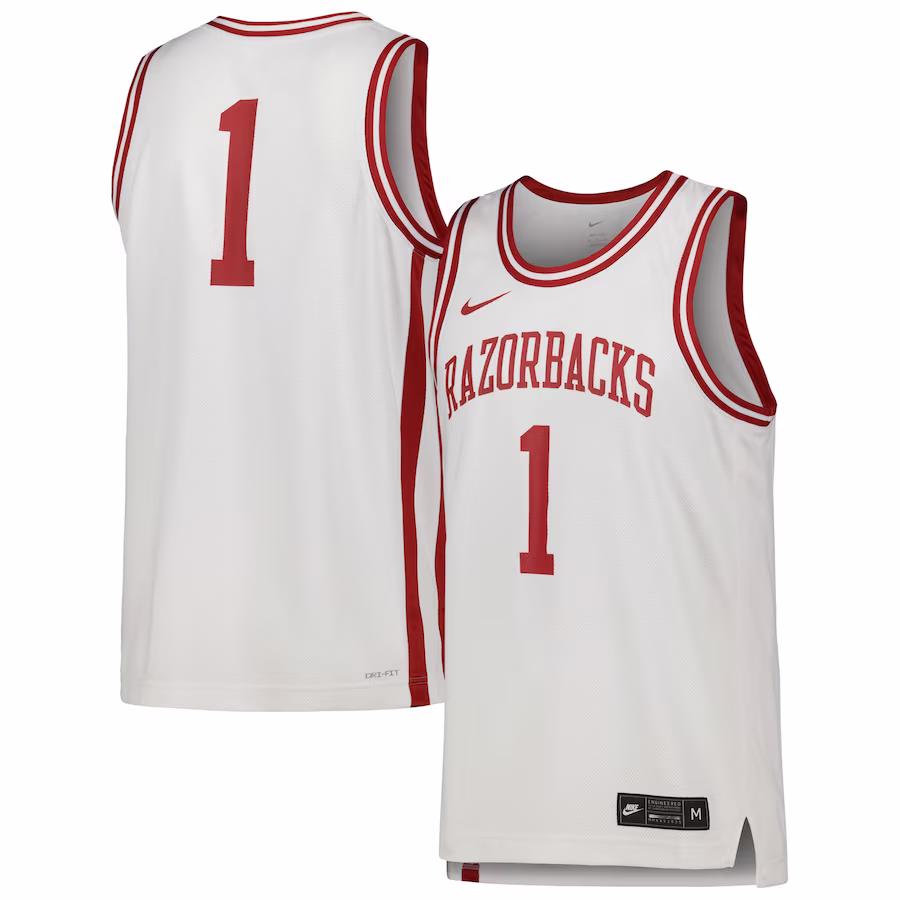 #1 Arkansas Razorbacks Nike Replica Basketball Jersey - White - Puhuasuan