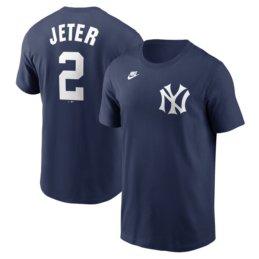 Men's New York Yankees Derek Jeter Nike Navy Cooperstown Collection Fuse Name & Number T-Shirt - Puhuasuan