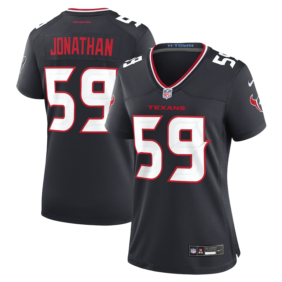 Women's Houston Texans Kingsley Jonathan Nike Navy Team Game Jersey - Puhuasuan