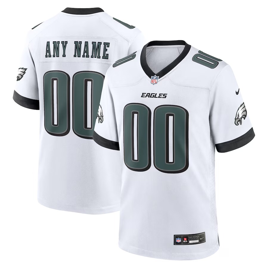 Men's Philadelphia Eagles Nike White Custom Game Jersey - Puhuasuan