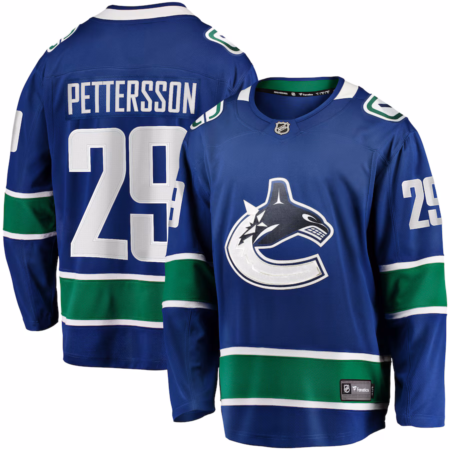 Men's Vancouver Canucks Marcus Pettersson Fanatics Blue Home Breakaway Jersey - Puhuasuan