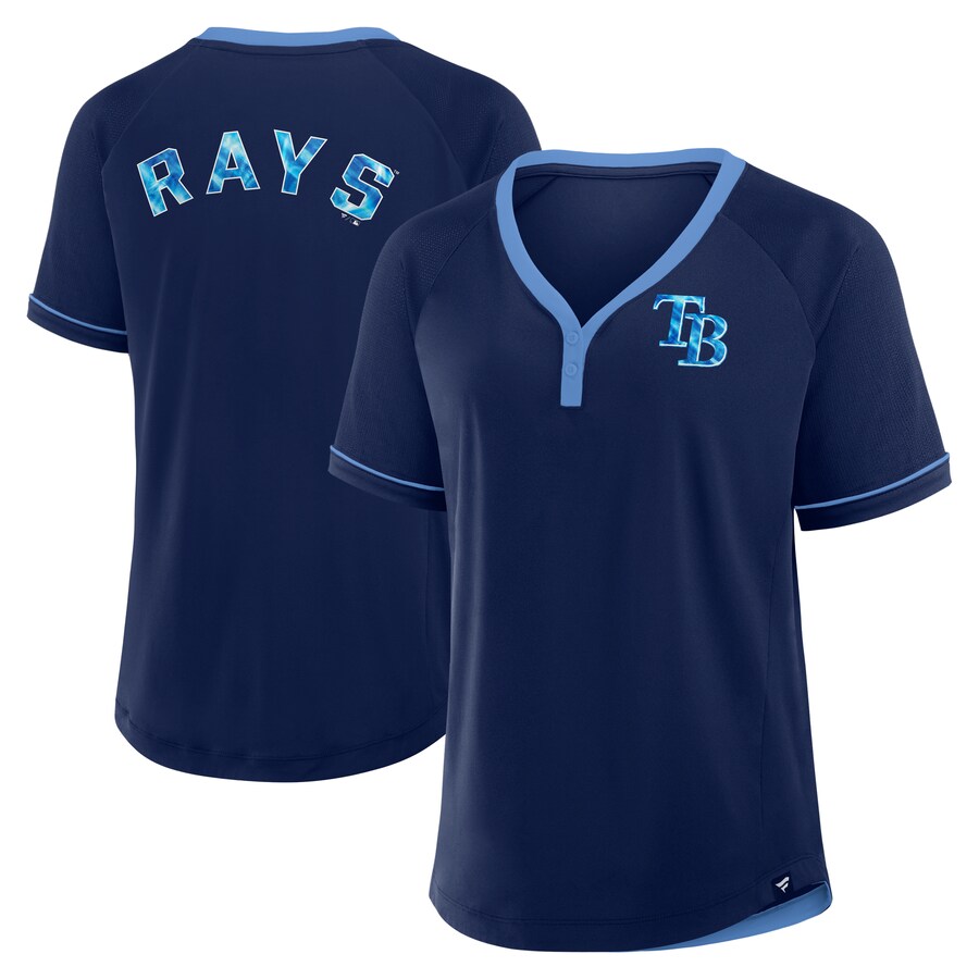 Women's Tampa Bay Rays Fanatics Navy League Diva Star Raglan V-Neck T-Shirt - Puhuasuan
