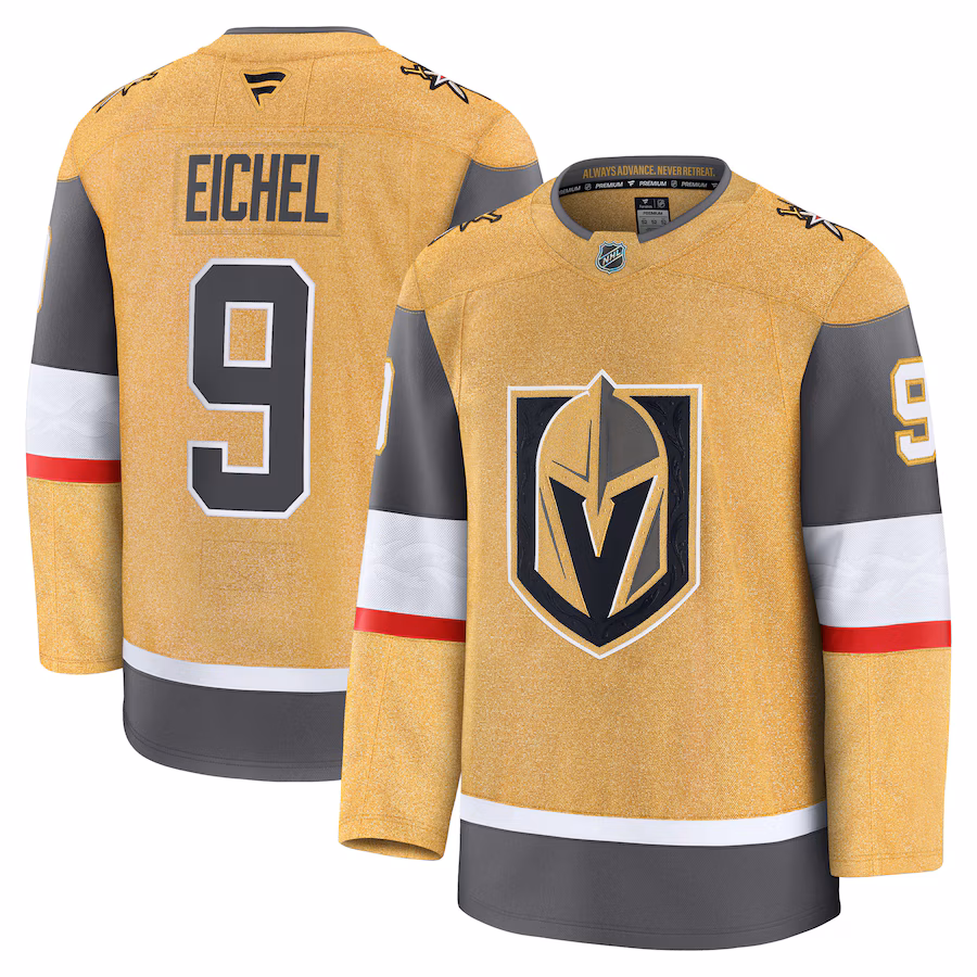 Men's Vegas Golden Knights Jack Eichel Fanatics Gold Home Premium Jersey - Puhuasuan