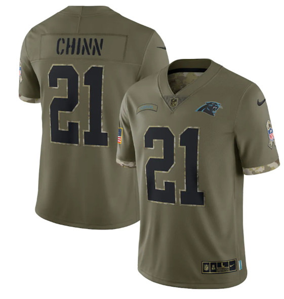 Men's Carolina Panthers #21 Jeremy Chinn 2022 Olive Salute To Service Limited Stitched Jersey - Puhuasuan