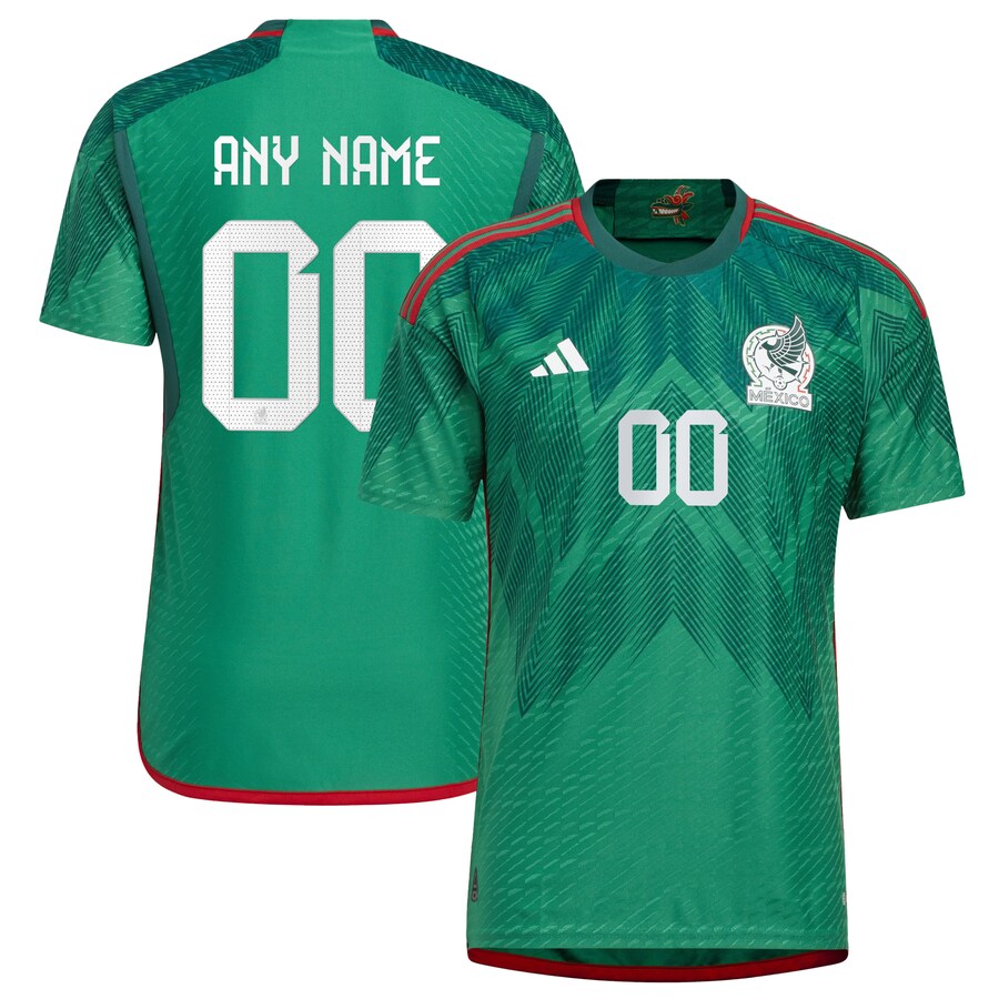 Men's Mexico National Team adidas Green 2022/23 Home Authentic Custom Jersey - Puhuasuan