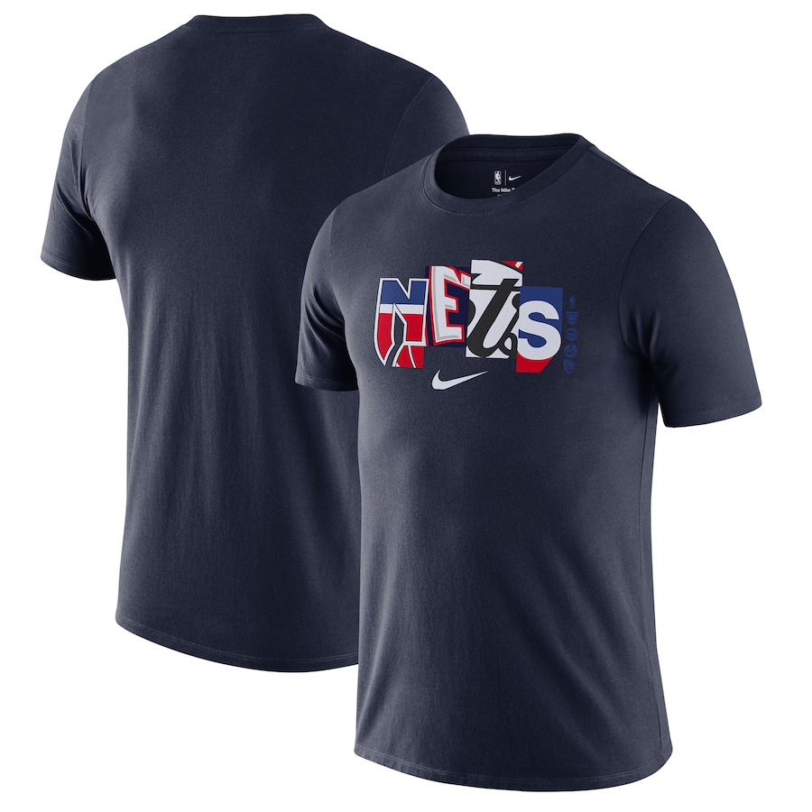 Men's Brooklyn Nets Nike Navy 2021/22 City Edition Essential Wordmark Collage T-Shirt - Puhuasuan