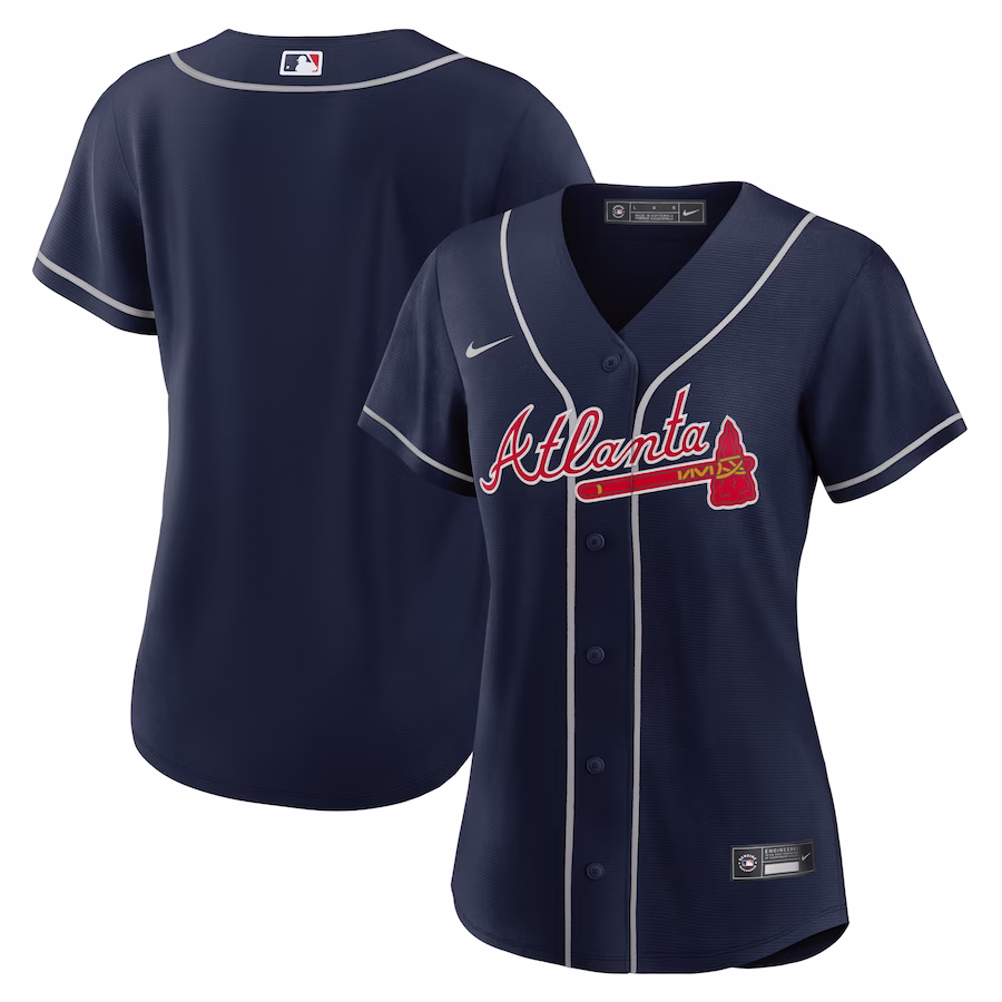 Women's Atlanta Braves Nike Navy Alternate Replica Team Jersey - Puhuasuan