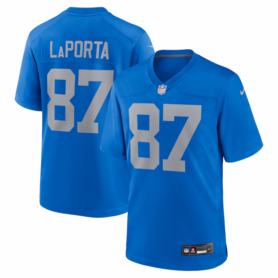 Men's Detroit Lions Sam LaPorta Nike Blue Alternate Game Jersey - Puhuasuan