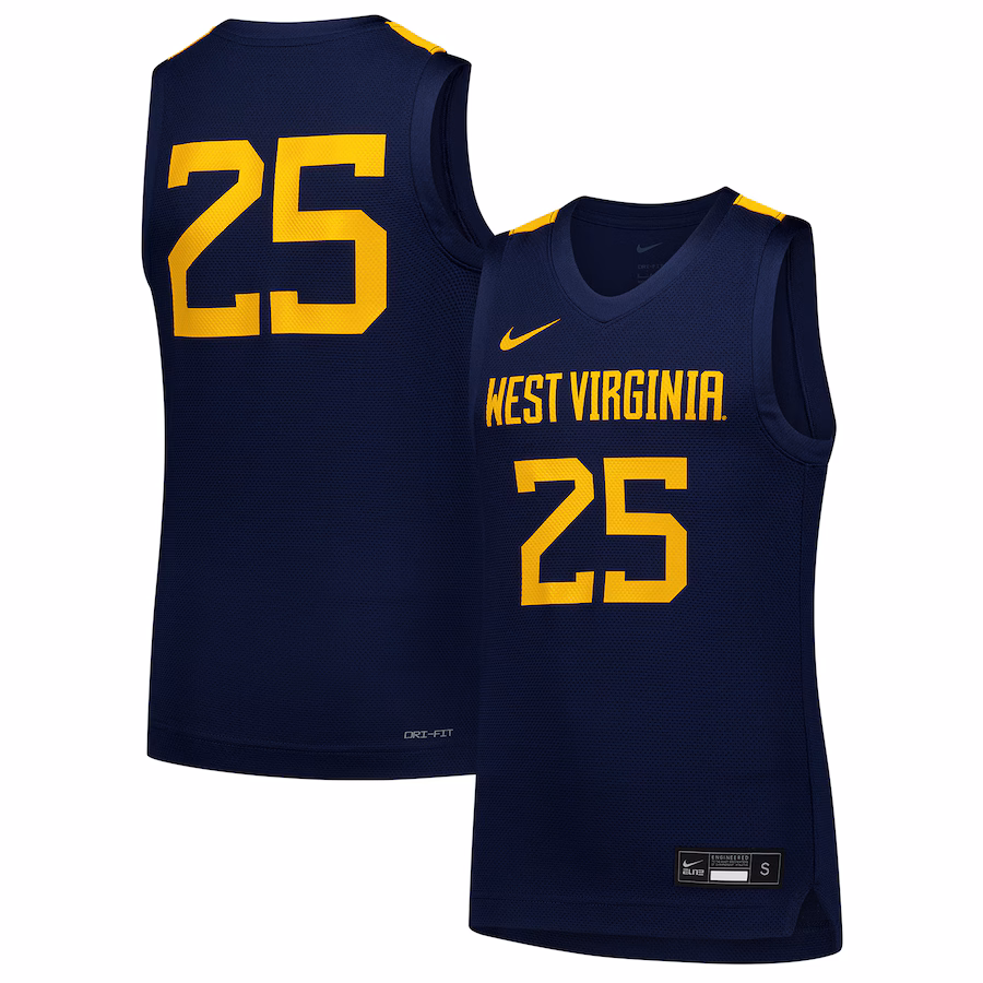 Youth Nike #25 Navy West Virginia Mountaineers Replica Basketball Jersey - Puhuasuan