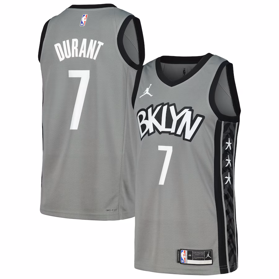 Men's Brooklyn Nets Kevin Durant Nike Gray Swingman Player Jersey - Statement Edition - Puhuasuan