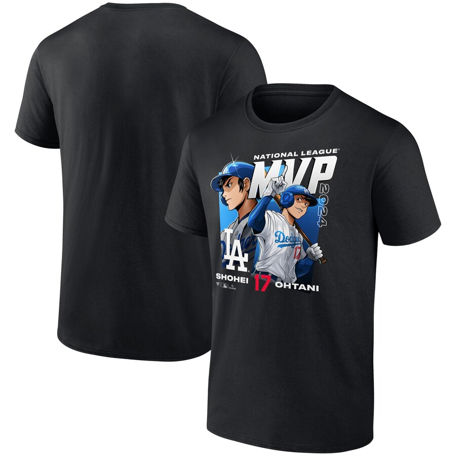 Men's Los Angeles Dodgers Shohei Ohtani Black 2024 National League MVP Fanatics Exclusive Anime T-Shirt - Puhuasuan