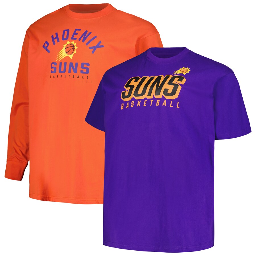 Men's Phoenix Suns Fanatics Purple/Orange Big & Tall Short Sleeve & Long Sleeve T-Shirt Set - Puhuasuan