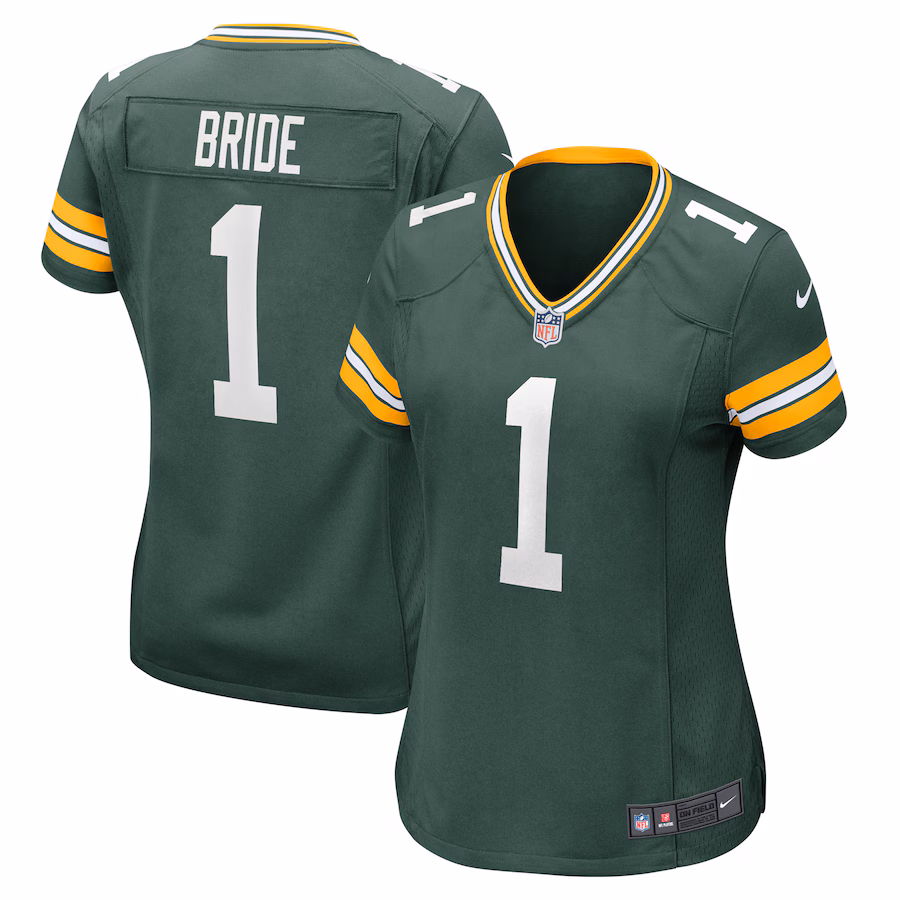 Women's Green Bay Packers Number 1 Bride Nike Green Game Jersey - Puhuasuan