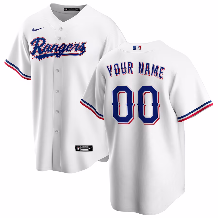 Men's Texas Rangers Nike White Home Replica Custom Jersey - Puhuasuan