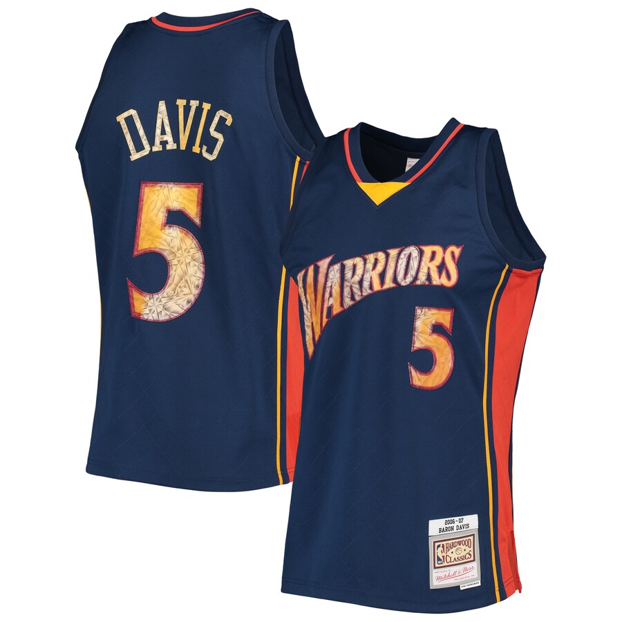 Men's Golden State Warriors Baron Davis Mitchell & Ness Royal 2006/07 Hardwood Classics NBA 75th Anniversary Diamond Swingman Jersey - Puhuasuan
