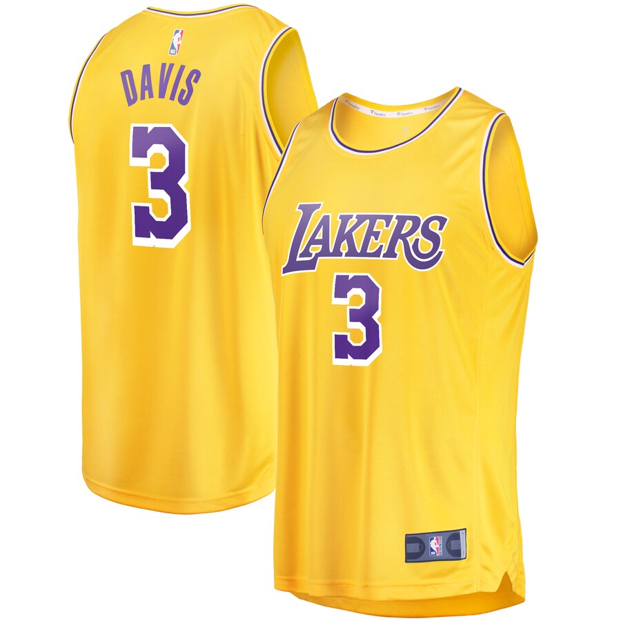 Youth Los Angeles Lakers Anthony Davis Fanatics Gold Fast Break Player Jersey - Icon Edition - Puhuasuan